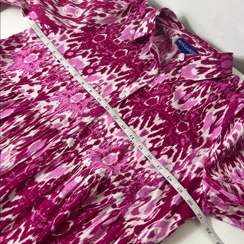 Ro's Garden Sz Large Pink Tyla Tiered Shirt Dress Cotton EUC - Picture 7 of 11